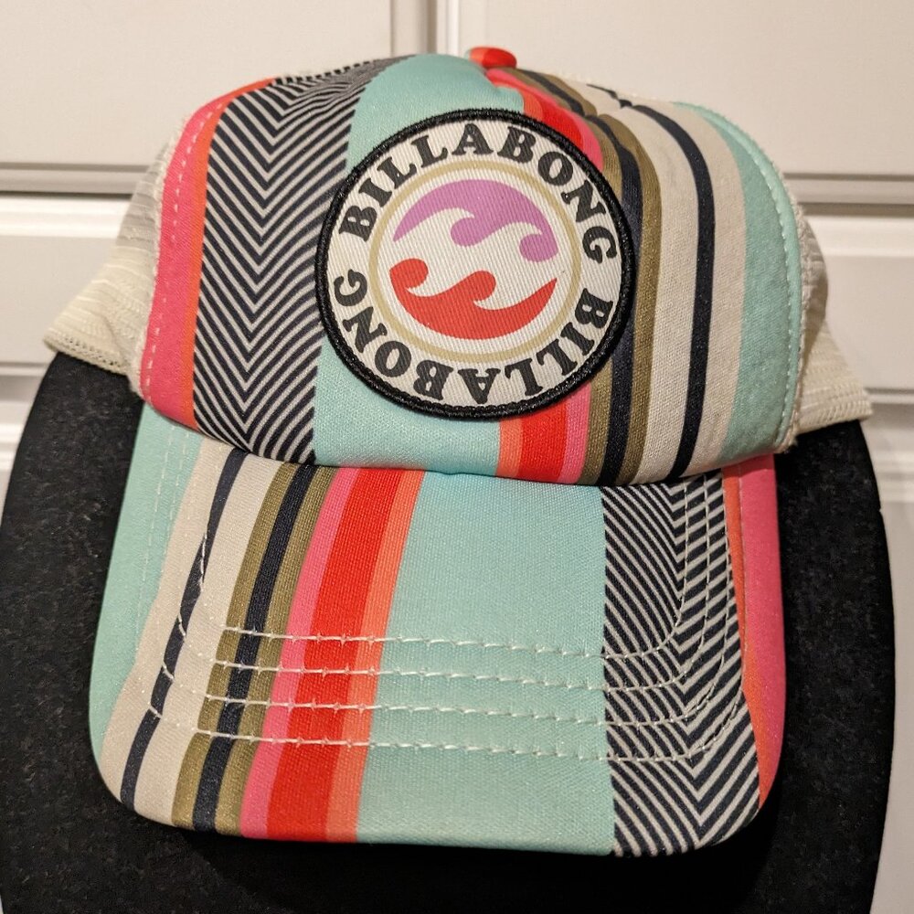 Billabong Baja Foam Trucker Hat Womens Colorful Snapback White Blue Beach Logo